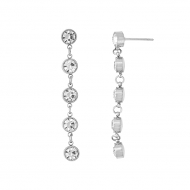 Σκουλαρίκια κρεμαστά από ανοξείδωτο (δεν μαυρίζει) επιπλατινωμένο ατσάλι, με λευκά κρυσταλλάκια, της Excite Fashion Jewellery. E-1960A-S-WHITE-65