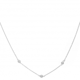 Κολιέ  Excite fashion Jewellery, με σειρά από τρία λευκά ζιργκόν  από επιπλατινωμένο ασήμι 925. K-10-S-95