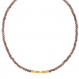 Κολιέ χειροποίητο, με roz gold χάνδρες και επίχρυσα κυβάκια,  της Excite Fashion Jewellery. K-1428-07-13-66