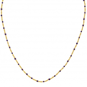 Κολιέ μοβ ροζάριο από σμάλτο, με επιχρυσωμένη ατσάλινη αλυσίδα, από την Excite Fashion Jewellery.  K-1620-01-34-55