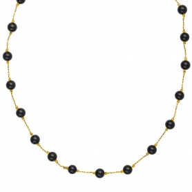 Κολιέ  από επιχρυσωμένο ανοξείδωτο ατσάλι (δεν μαυρίζει), με μαύρες πέτρες, της Excite Fashion Jewellery. K-1724-01-06-85