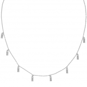 Κολιέ από επιπλατινωμένο ασήμι 925,  με λευκά κρεμαστά παραλληλόγραμμα  ζιργκόν της Excite Fashion Jewellery. K-2-S-125