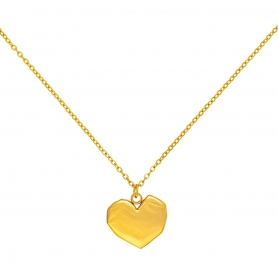 Κολιέ καρδιά, ανάγλυφη, ασύμμετρη , από επιχρυσωμένο ανοξείδωτο  ατσάλι, της Excite Fashion Jewellery. N-765-G-55