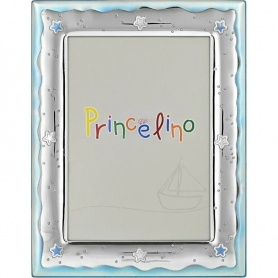 Prince Silvero Ασημένια Παιδική Κορνίζα Αστέρια Μπλε 9 x 13cm MA/143D-C