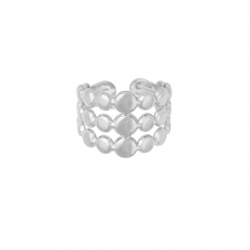 Φαρδύ διάτρητο δαχτυλίδι με dots από επιπλατινωμένο ανοξείδωτο ατσάλι, της Excite Fashion Jewellery. R-202397-S-55