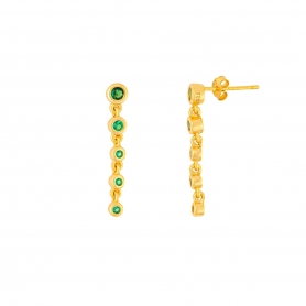 Σκουλαρίκια κρεμαστά  επιχρυσωμένο ασήμι 925, με πράσινα ζιργκόν, της Excite Fashion Jewellery. S-11-1-G-95