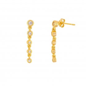 Σκουλαρίκια κρεμαστά  επιχρυσωμένο ασήμι 925, με λευκά ζιργκόν, της Excite Fashion Jewellery. S-11-3-G-95