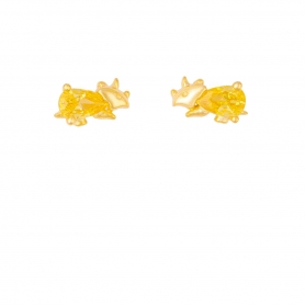 Σκουλαρίκια επιχρυσωμένο ασήμι 925, αγκυλόσαυρος με κίτρινο ζιργκόν σταγόνα, της Excite Fashion Jewellery. S-28-G-65