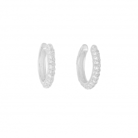 Κρίκος ear cuff επιπλατινωμένο ασήμι 925,  με λευκά ζιργκόν, της Excite Fashion Jewellery. S-53-S-45