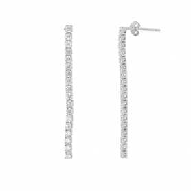 Σκουλαρίκια ριβιέρα, επιπλατινωμένο ασήμι 925,  με λευκά ζιργκόν, της Excite Fashion Jewellery. S-55-S-95