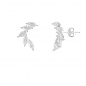 Σκουλαρίκια  επιπλατινωμένο ασήμι 925,  με οβάλ λευκά ζιργκόν, της Excite Fashion Jewellery. S-57-S-85