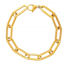 Βραχιόλι αλυσίδα από επιχρυσωμένο ανοξείδωτο ατσάλι, με οβάλ κρίκούς, της Excite Fashion Jewellery. B-1750-01-30-5
