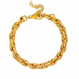 Βραχιόλι αλυσίδα από επιχρυσωμένο ανοξείδωτο ατσάλι, με πλεκτούς διαμανταρισμένους κρίκους της Excite Fashion Jewellery. B-1754-01-5