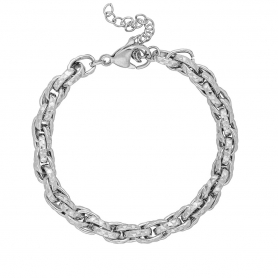 Βραχιόλι αλυσίδα από επιπλατινωμένο ανοξείδωτο ατσάλι, με πλεκτούς διαμανταρισμένους κρίκους της Excite Fashion Jewellery. B-1754-03-5