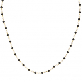 Χειροποίητο κολιέ, με πέρλες και μαύρες πέτρες  από επιχρυσωμένο  ανοξείδωτο ατσάλι (δεν μαυρίζει), της Excite Fashion Jewellery. K-1762-01-06-6