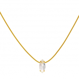 Κολιέ, επίχρυση αλυσίδα  με λευκό κρύσταλλο από  ανοξείδωτο ατσάλι (δεν μαυρίζει), της Excite Fashion Jewellery. K-1767-01-6