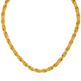 Χειροποίητο κολιέ, αλυσίδα  με οβάλ διαμανταρισμένους πλεκτούς  κρίκους, από  ανοξείδωτο επιχρυσωμένο ατσάλι (δεν μαυρίζει), της Excite Fashion Jewellery. K-1771-01-105