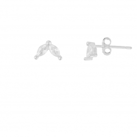 Σκουλαρίκια επιπλατινωμένο ασήμι 925, λευκά, οβαλ  ζιργκόν, της Excite Fashion Jewellery. S-47-2-S-65