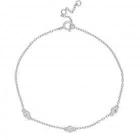 Κομψό βραχιόλι, με λευκά στρογγυλά ζιργκόν  από επιπλατινωμένο ασήμι 925 της Excite Fashion Jewellery. B-11-S