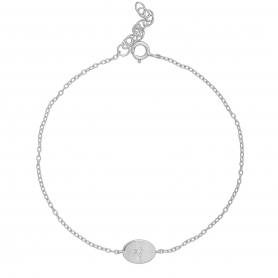 Βραχιόλι  από επιπλατινωμένο ασήμι 925, οβάλ  μοτίφ με λευκό ζιργκόν  της Excite Fashion Jewellery. B-19-S