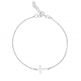 Βραχιόλι επιπλατινωμένο ασήμι 925, στολισμένο με μικρό σταυρό, από την Excite Fashion Jewellery.  B-30-S