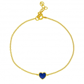 Βραχιόλι, καρδιά με μπλέ σμάλτο  από επιχρυσωμένο ασήμι 925 της Excite Fashion Jewellery. B-9-BLUE-G