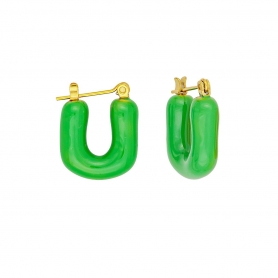 Κρικάκια, με πράσινο σμάλτο, από ανοξείδωτο (δεν μαυρίζει) επιχρυσωμένο ατσάλι, της Excite Fashion Jewellery. E-1014A-GREEN