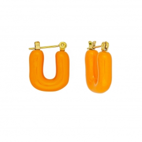 Κρικάκια, με πορτοκαλί σμάλτο, από ανοξείδωτο (δεν μαυρίζει) επιχρυσωμένο ατσάλι, της Excite Fashion Jewellery. E-1014A-ORANGE