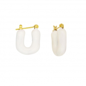 Κρικάκια, με λευκό σμάλτο, από ανοξείδωτο (δεν μαυρίζει) επιχρυσωμένο ατσάλι, της Excite Fashion Jewellery. E-1014A-WHITE