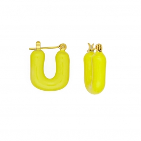 Κρικάκια, με κίτρινο σμάλτο, από ανοξείδωτο (δεν μαυρίζει) επιχρυσωμένο ατσάλι, της Excite Fashion Jewellery. E-1014A-YELLOW