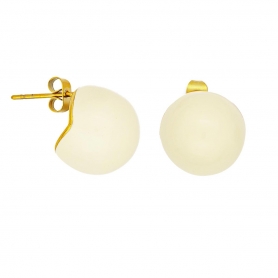 Σκουλαρίκια μπούλ, με λευκό σμάλτο, από ανοξείδωτο (δεν μαυρίζει) επιχρυσωμένο ατσάλι, της Excite Fashion Jewellery. E-887A-WHITE