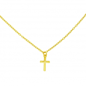 Κολιέ με μικρό σταυρό από επιχρυσωμένο ασήμι 925, της Excite Fashion Jewellery.  K-29-G