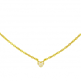 Κολιέ καρδιά από επιχρυσωμένο ασήμι 925, στολισμένη με λευκά ζιργκόν της Excite Fashion Jewellery.  K-35-G