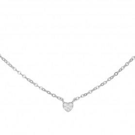 Κολιέ καρδιά από επιπλατινωμένο ασήμι 925, στολισμένη με λευκά ζιργκόν της Excite Fashion Jewellery.  K-35-S