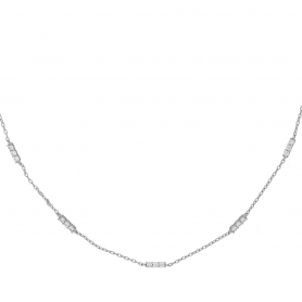Κομψό κολιέ με σειρά  λευκά  ζιργκόν, από επιπλατινωμένο  ασήμι 925 της Excite Fashion Jewellery. K-40-S