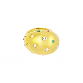 Δαχτυλίδι σταγόνα από επιχρυσωμένο ανοξείδωτο ατσάλι (δεν μαυρίζει) στολισμένο πολύχρωμα κρυσταλλάκια από την Excite Fashion Jewellery.  R-784A-G