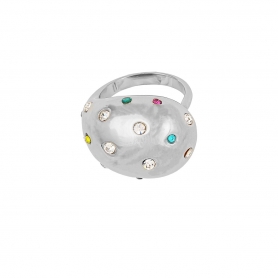Δαχτυλίδι σταγόνα από επιπλατινωμένο ανοξείδωτο ατσάλι (δεν μαυρίζει) στολισμένο πολύχρωμα κρυσταλλάκια από την Excite Fashion Jewellery. R-784A-S