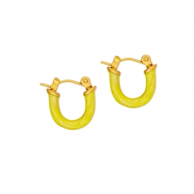 Κρικάκια μισά, με κίτρινο σμάλτο, από ανοξείδωτο επιχρυσωμένο ατσάλι, της Excite Fashion Jewellery. E-2386A-WELLOW