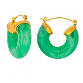 Πράσινοι μπούλ κρίκοι από επιχρυσωμένο ανοξείδωτο ατσάλι της Excite Fashion Jewellery. E-2841-GREEN
