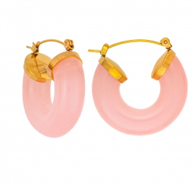 Ροζ μπούλ κρίκοι από επιχρυσωμένο ανοξείδωτο ατσάλι της Excite Fashion Jewellery. E-2841-PINK