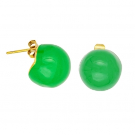 Σκουλαρίκια μπούλ, με πράσινο σμάλτο, από ανοξείδωτο (δεν μαυρίζει) επιχρυσωμένο ατσάλι, της Excite Fashion Jewellery. E-887A-GREEN