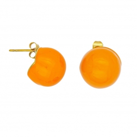 Σκουλαρίκια μπούλ, με πορτοκαλί σμάλτο, από ανοξείδωτο (δεν μαυρίζει) επιχρυσωμένο ατσάλι, της Excite Fashion Jewellery. E-887A-ORANGE