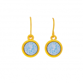 Χειροποίητα κρεμαστά σκουλαρίκια Excite Fashion Jewellery, ivory γαλάζιο κρύσταλλο  από επιχρυσωμένο ατσάλι.  S-1726-01-15