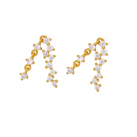 Σκουλαρίκια επίχρυσα με λευκά ζιργκόν από ασήμι 925, της Εxcite Fashion Jewellery.   S-72-G