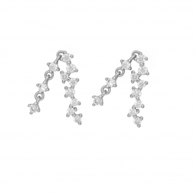 Σκουλαρίκια επιπλατινωμένα με λευκά ζιργκόν από ασήμι 925, της Εxcite Fashion Jewellery.   S-72-S