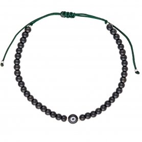 Ανδρικό βραχιόλι  μακραμέ της Excite Fashion Jewellery, μαύρες χάντρες και ματάκι. BA-15-06