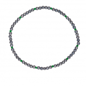 Ανδρικό ελαστικό βραχιόλι της Excite Fashion Jewellery, ανθρακί και πράσινες χάντρες. BA-24-18