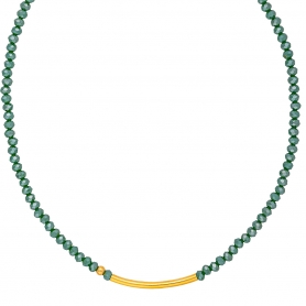 Κολιέ χειροποίητο, με επίχρυση μπάρα και πράσινες χάνδρες της Excite Fashion Jewellery. K-1431-07-14-62