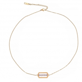 Short necklace with small pearls made of stainless steel. Available in Silver, gold, rose gold colors. N-89-060G