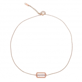 Short necklace with small pearls made of stainless steel. Available in Silver, gold, rose gold colors. N-89-060RG